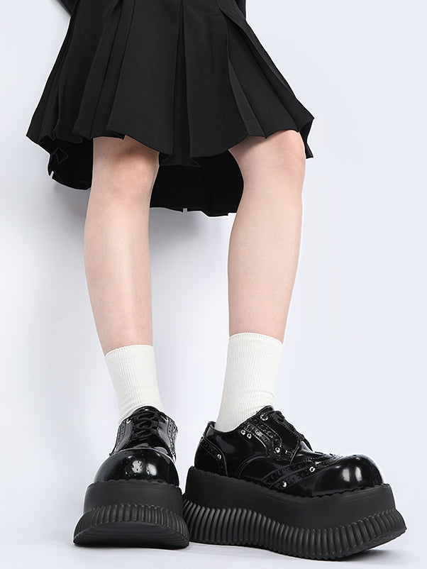 Lace-Up - Platform Details Shoes Design Bittersweet Black Studded