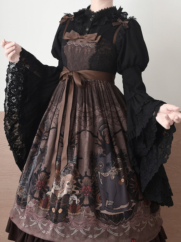 Schwarze elegante Bluse mit langen Glockenärmeln