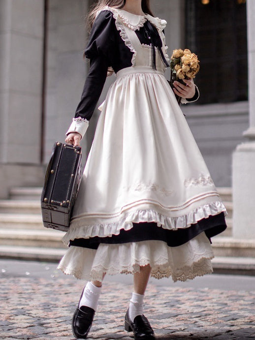 Floral Apron Version Short/Long Embroidery White