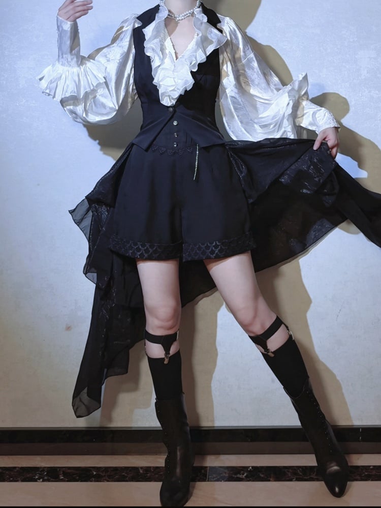 Corset Black Belt High Shorts Waist Boned Ouji Prince Lolita