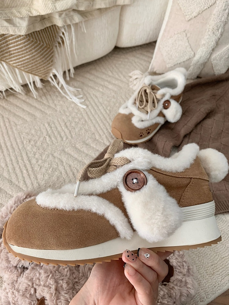 Sneakers Embroidery Sweet Lolita - Brown Paw