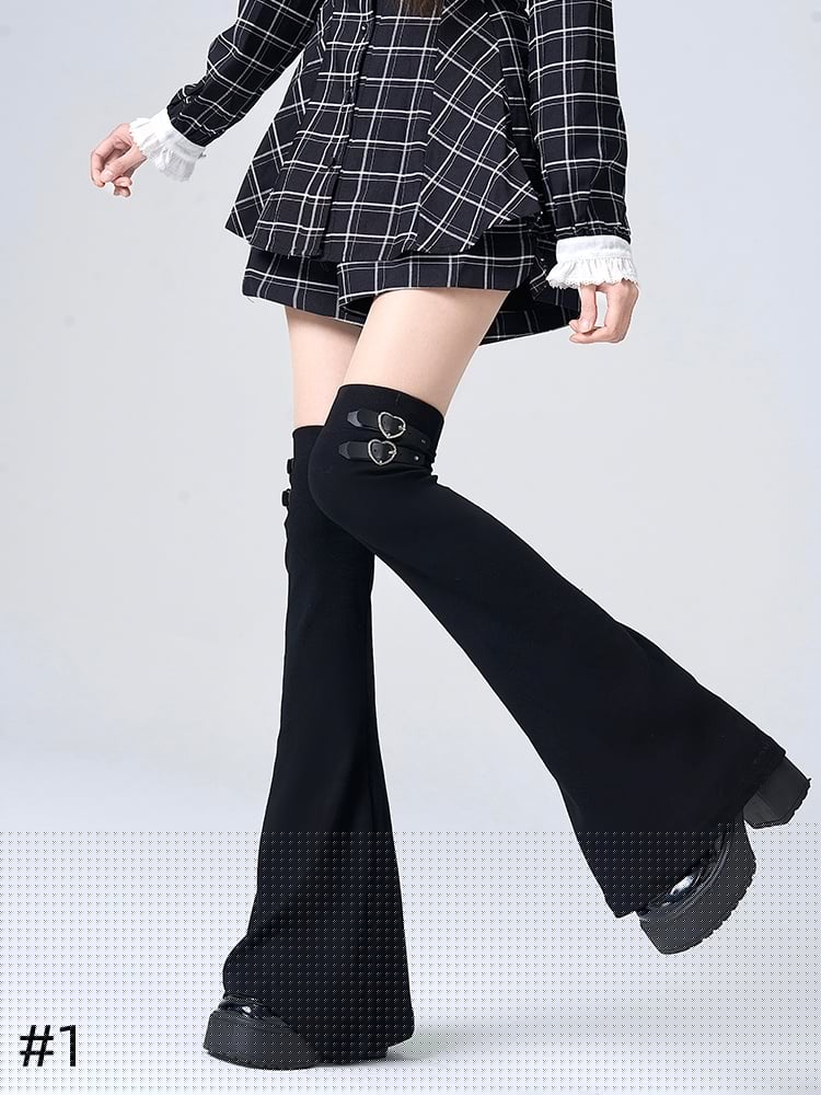 Jirai Kei Punk-Overknee-Beinstulpen mit Herzschnalle