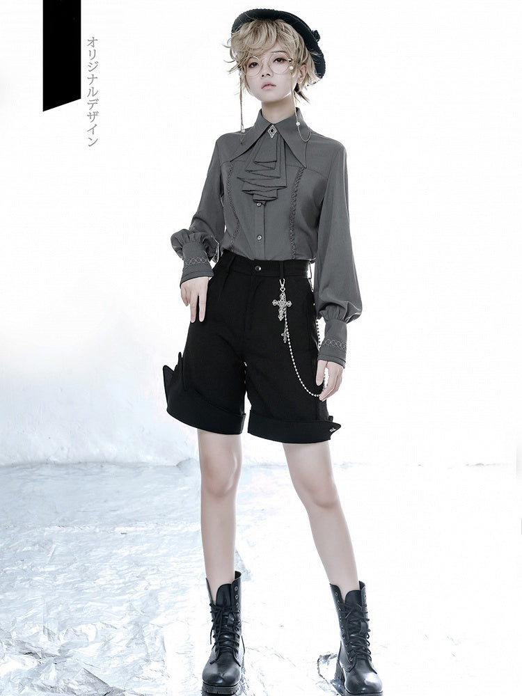 Leg-of-mutton Lolita Jabot Shirt Gray Sleeves Ouji