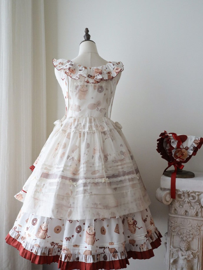 Apron Sweet Bowknots Beige Lolita with