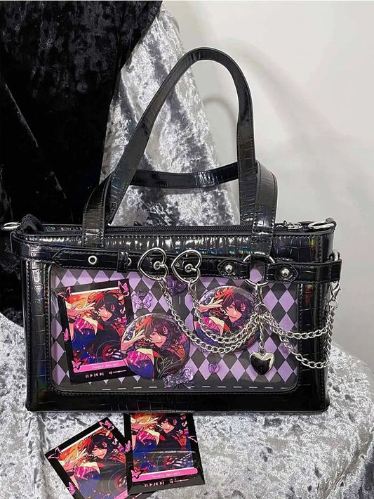 Bag Black Chains Shoulder Detachable Ita