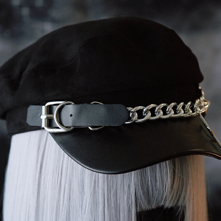 Hut-Stern-Herz-Charme mit schwarzer Design-Schnalle, Gothic-Barettkette