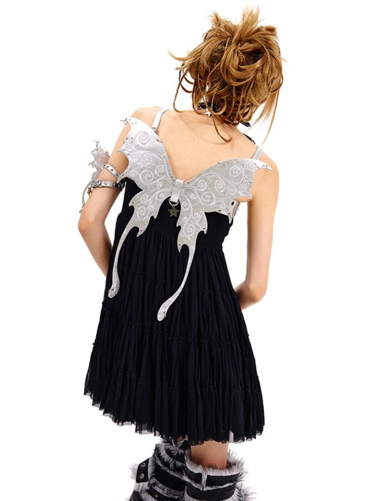 Punk Black/Silver Butterfly Waist Belt