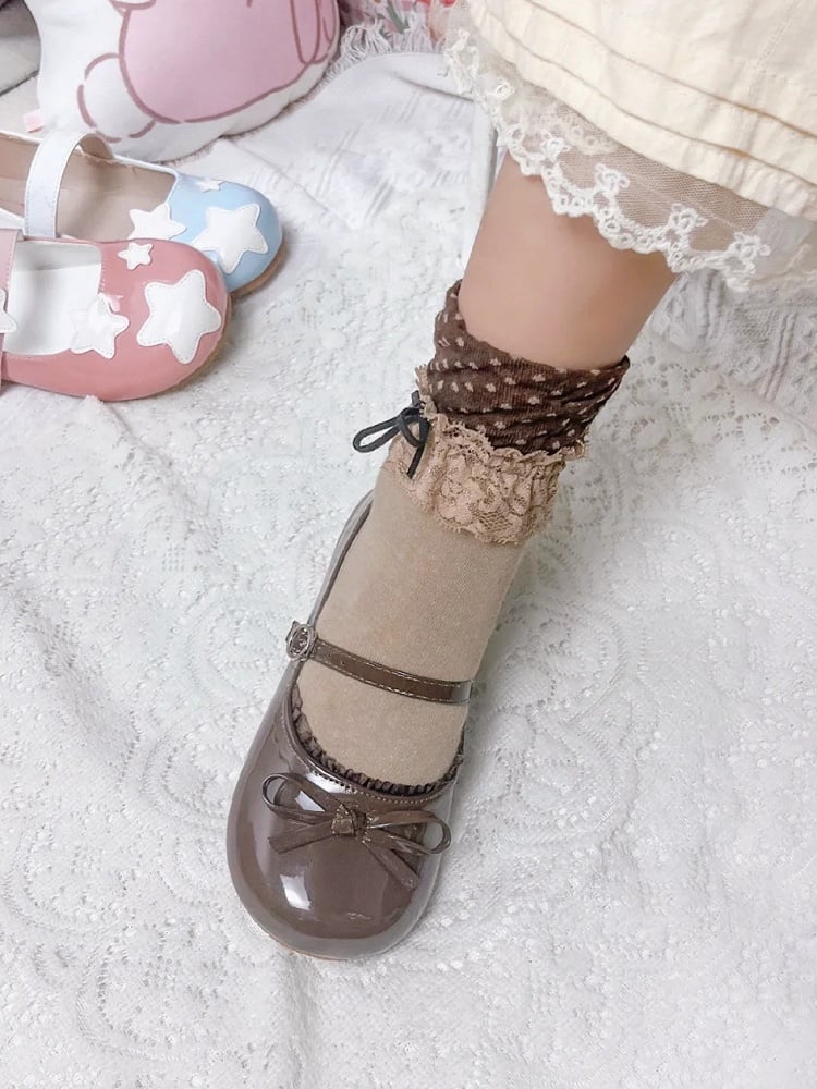 Schuhe PU Scalloped - Sweet Hem Flat Braun