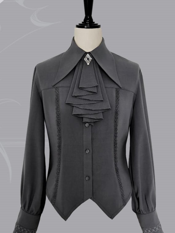 Leg-of-mutton Lolita Jabot Shirt Gray Sleeves Ouji