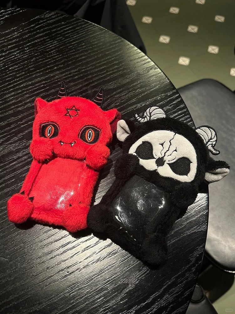 Black and White Grim Reaper Gothic Plush Card Holder