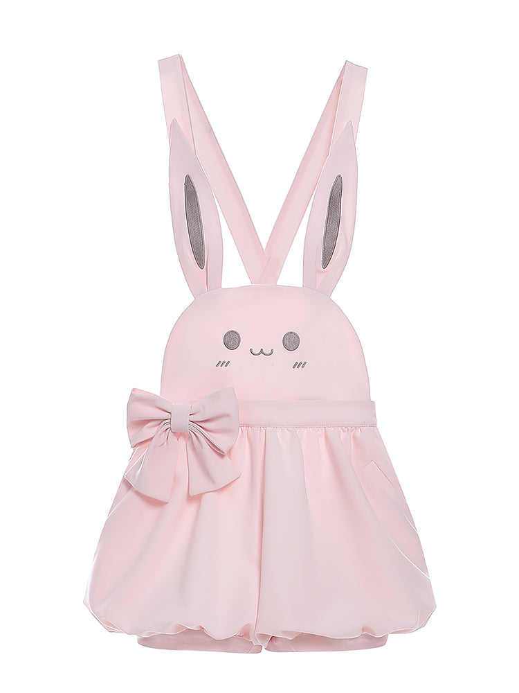 Shorts Bunny/Brown Bear Overalls Bubble Pink