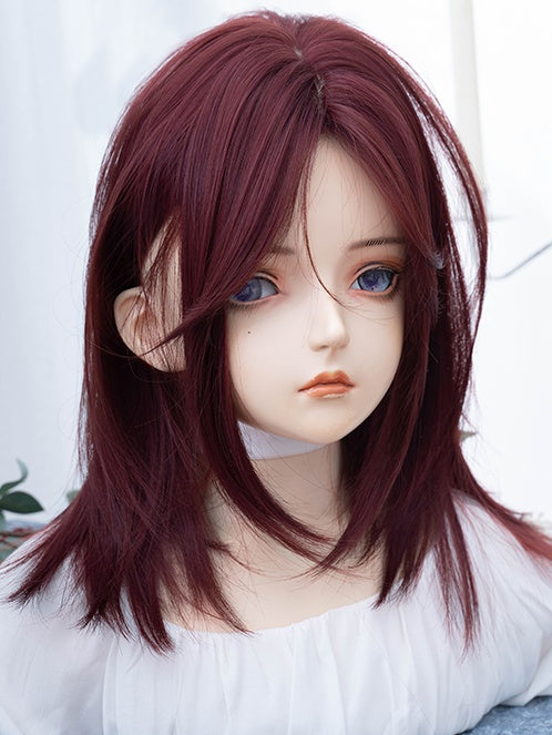 Reddish Brown Straight Synthetic Wig With Bangs