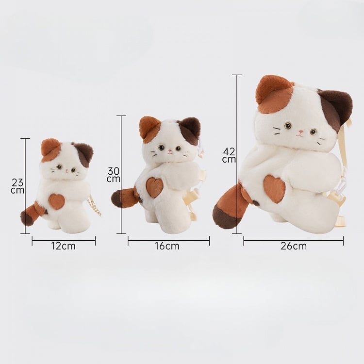 Red Cute Apple Plush Keychian Middle/Large Bag Backpack White Hat Heart Kitty Size + Backpack/Crossbody