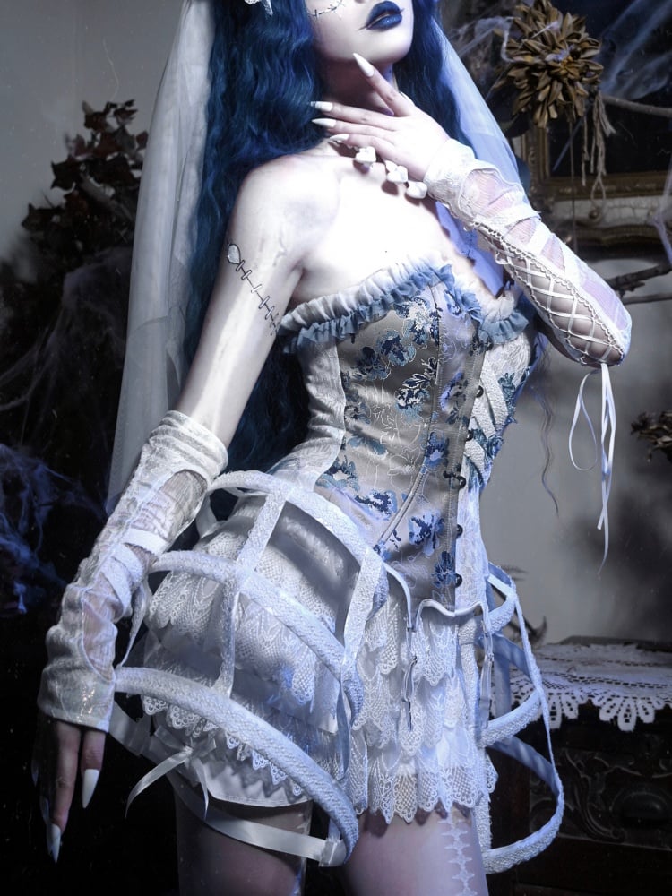Weiße Gothic-Ärmel mit Schnürung