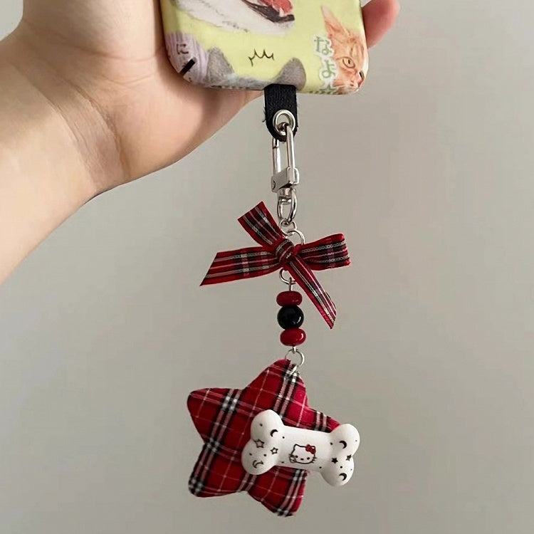 Bow Necklace Y2K Red Cross Burgundy Heart Keychain/Red