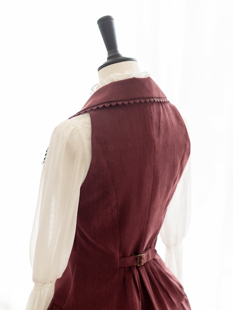Vintage Herbst und Winter Rote Weste / Knochenrock mit hoher Taille