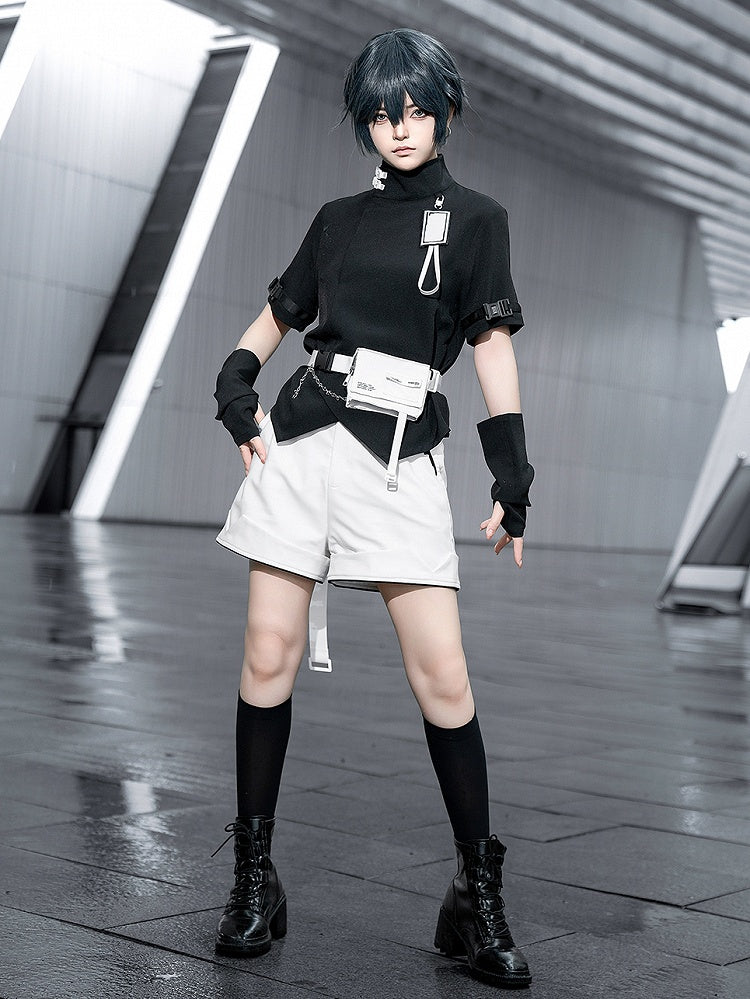 Lolita White Urban Shorts Cyberpunk Techwear Ouji