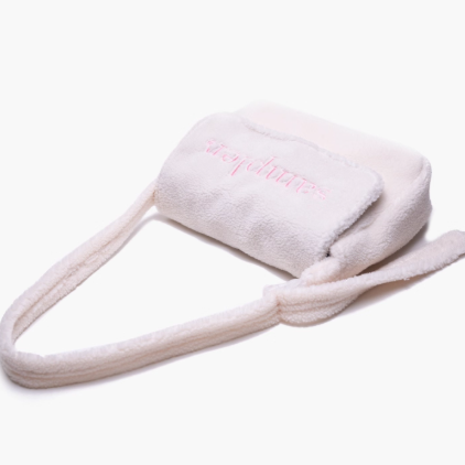 Letter Embroidered Fuzzy Tote Bag In Kawaii Bright White Style- Perfect For Fall And Winter