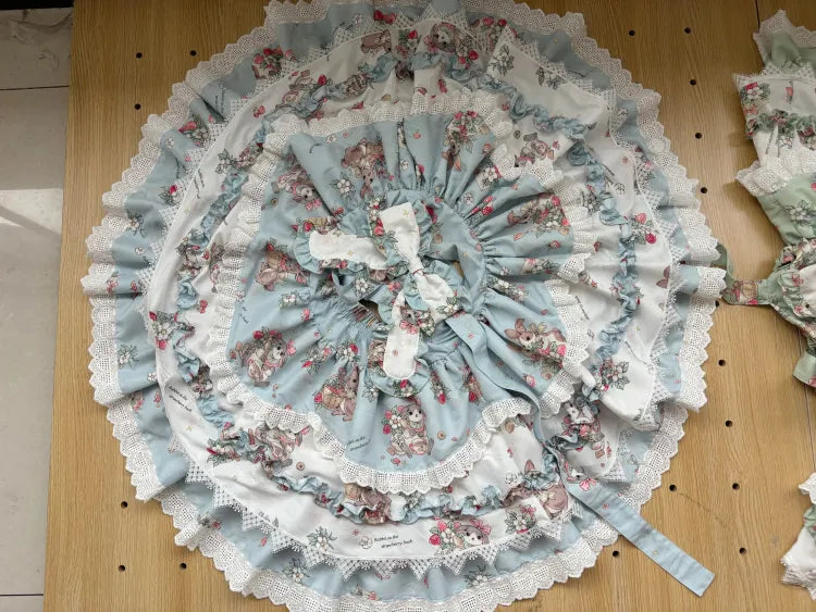 オーバーオール バニーロリータプリント ブルー スイートスカート