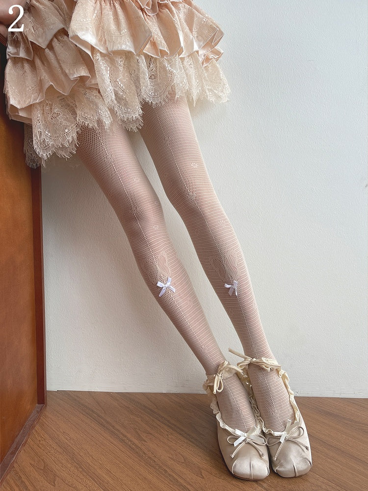 /Lace Socks Trim Hollow-out Pattern Butterfly Nude Tights