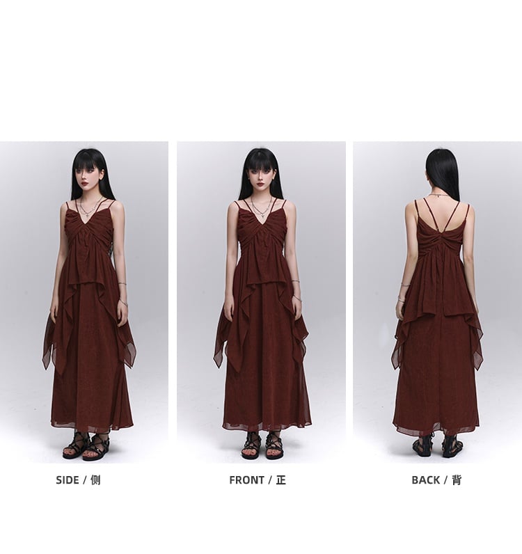 Waist Ankle Length Skirt Dark Red Elastic