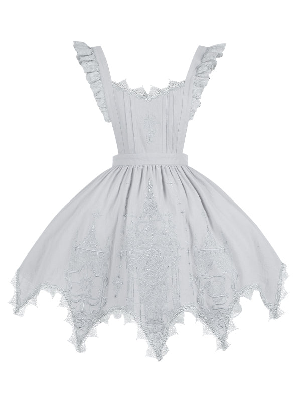 Apron Lolita Gray Embroidery Candelabra Gothic