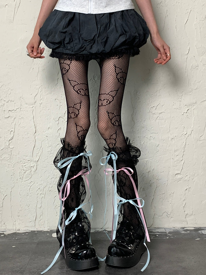 Sleeves Black Self-tie Y2K Lace Leg Straps