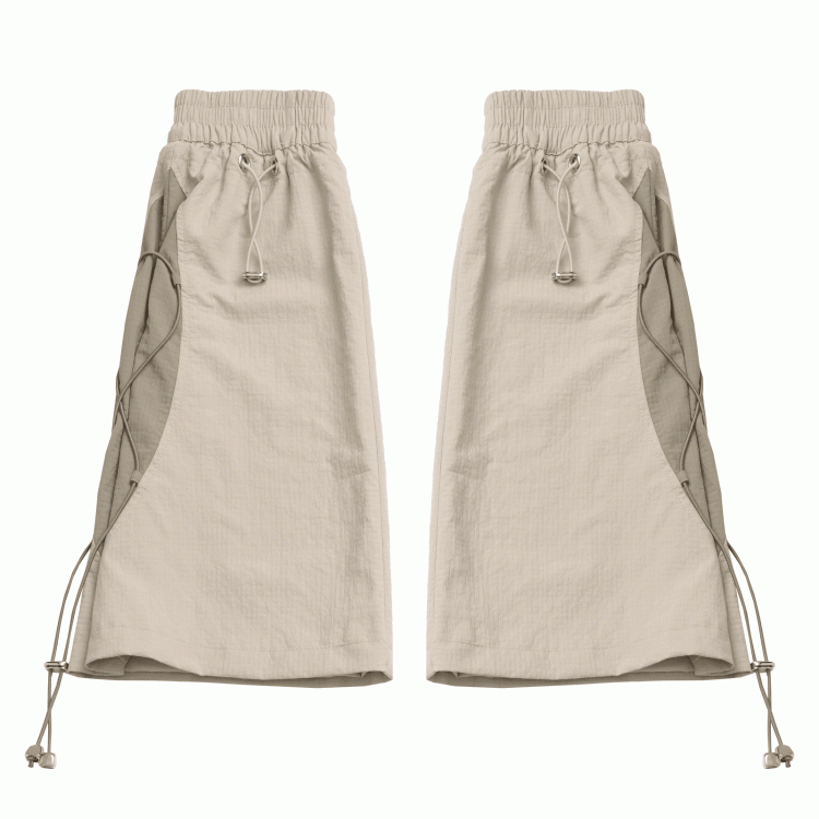 Techwear Leg Warmers Khaki Drawstring Cuffs