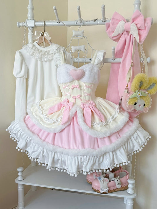 Trimming Yellow Autumn for Winter Sweet Lolita Plush and Dress