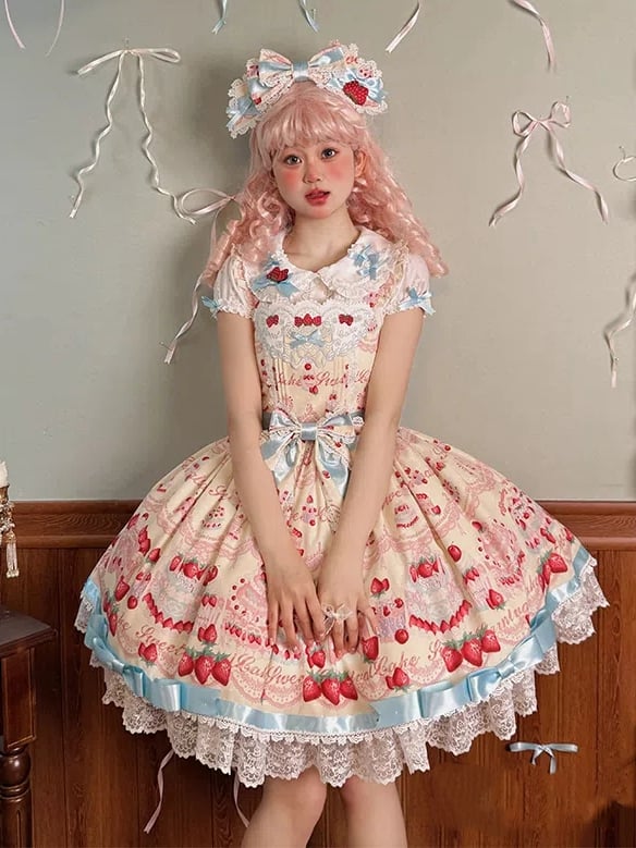 Collar Peter Blouse Decorated Pan Blue Puff Bows Sleeves White
