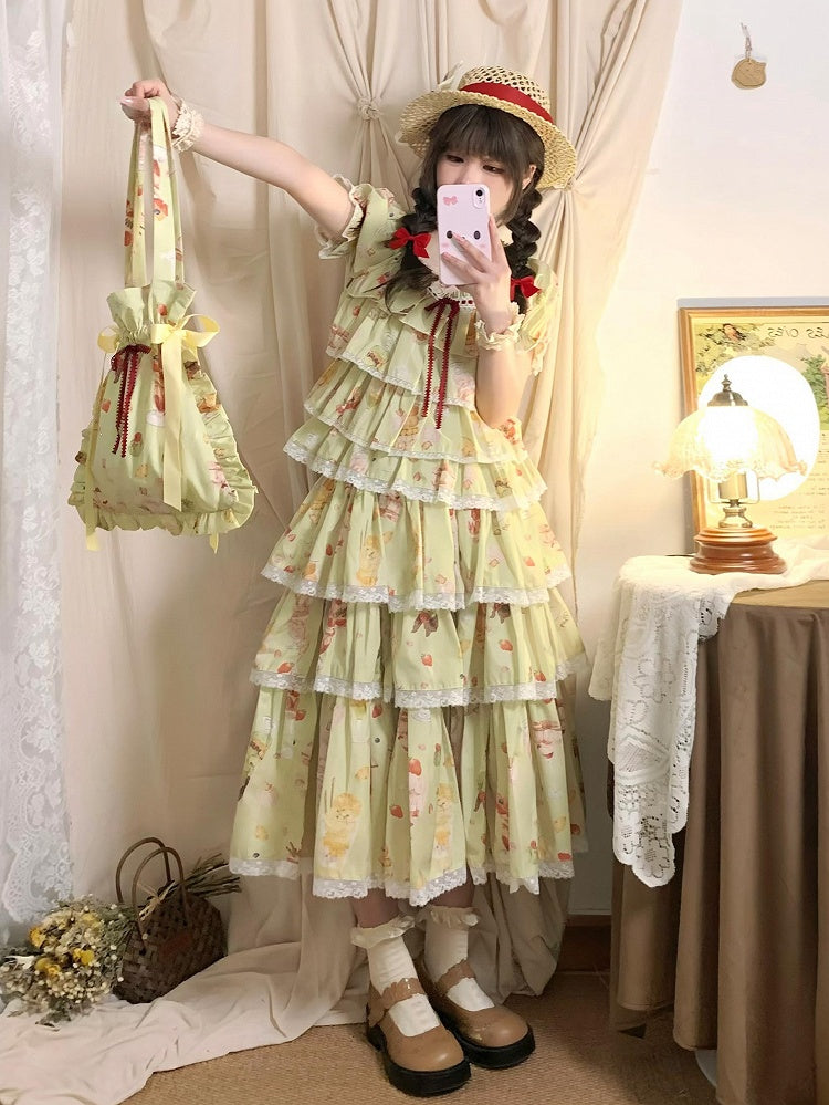 Green Cream Bag Print / Hand Desserts