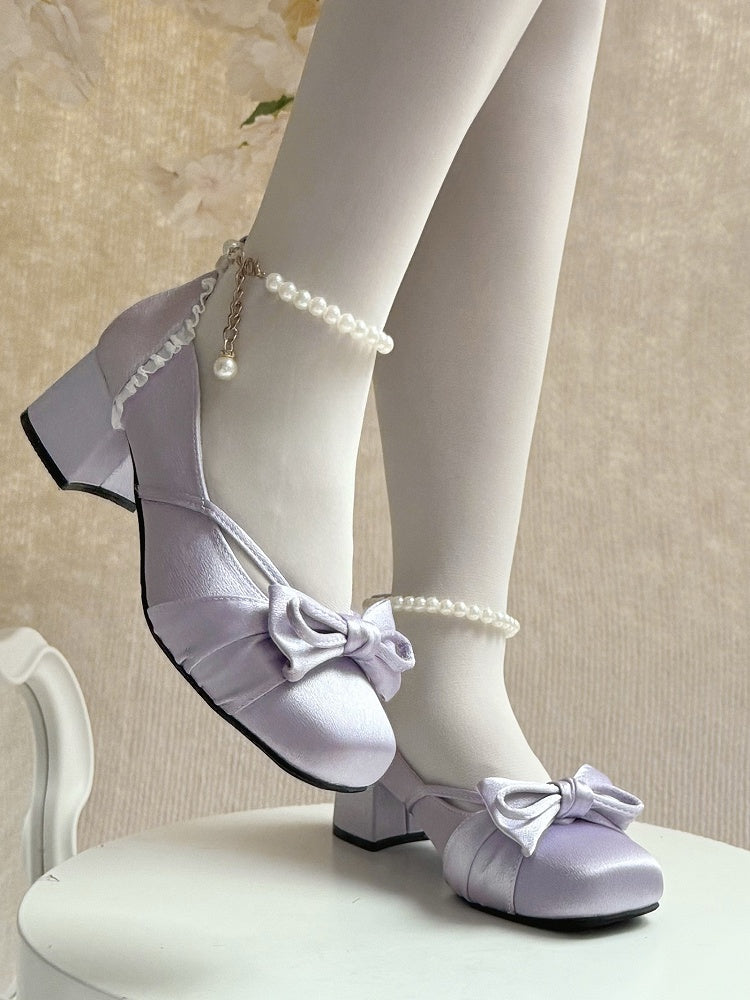 Abnehmbar mit eleganten 3 Mary Straps Lila Knöchel Schnalle Janes Top an der Schleife