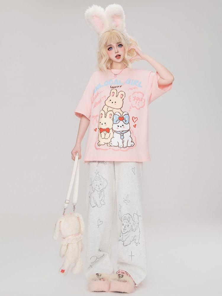 Grey Puppies Straight-leg Cut Casual Sweat Pants