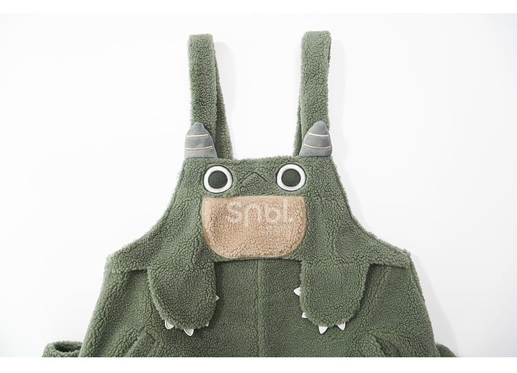Süßer grüner Plüsch-Overall mit Dinosaurier-Motiv