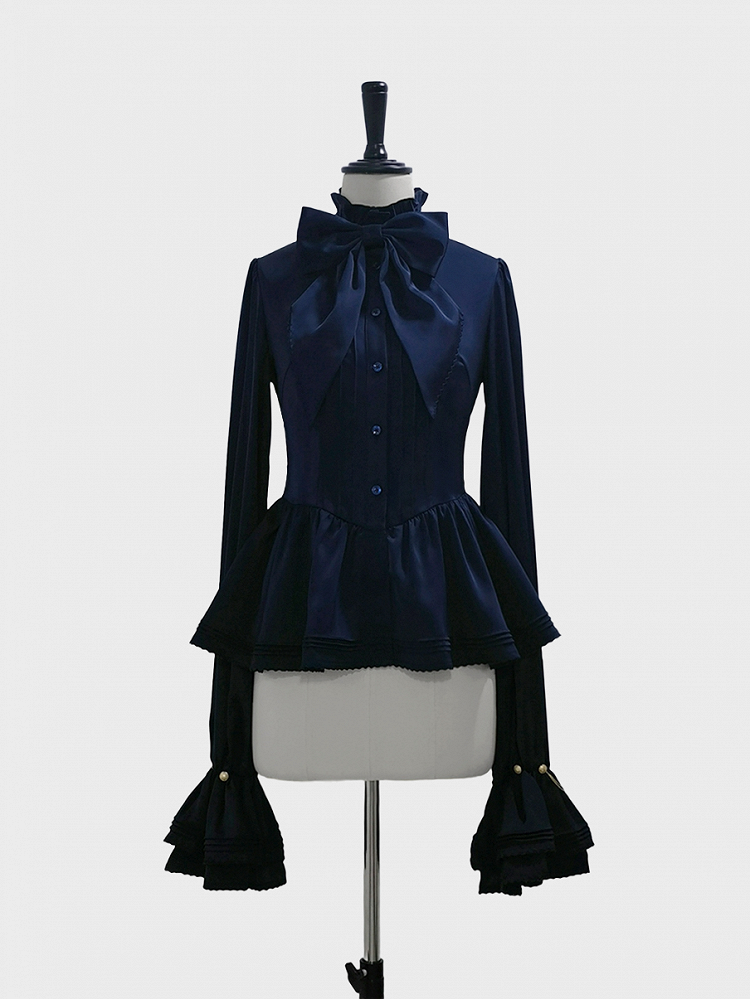 Royal Sleeves Ruffle Lolita Blue Poet Shirt Neckline Ouji