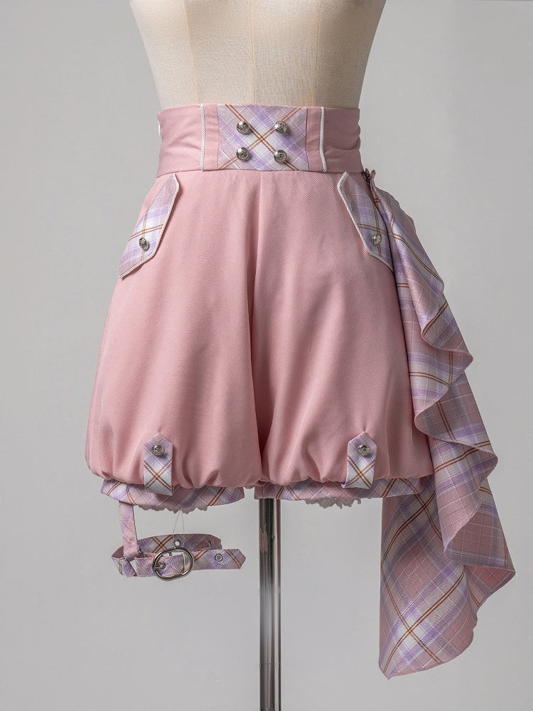 Ouji Shorts Waist Prince Outfit High Lolita + White Cape Shirt and - Pink