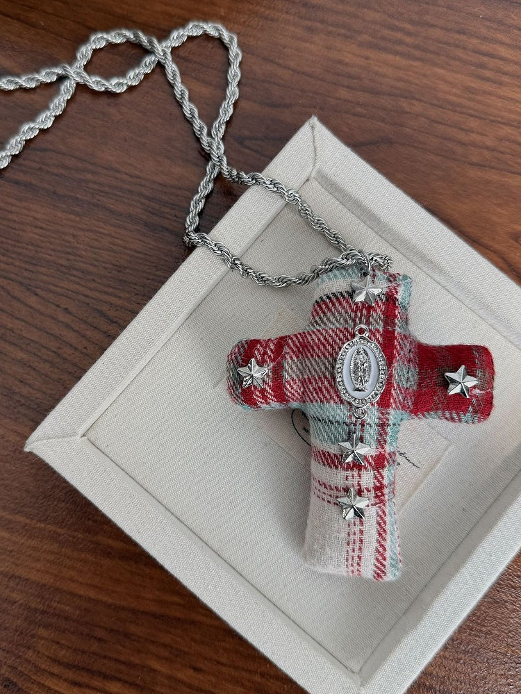 Necklace Y2K Cloth Cross Pendant
