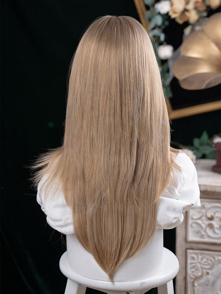 Pony mit Air Brown 65CM leichte Perückenlänge glatt