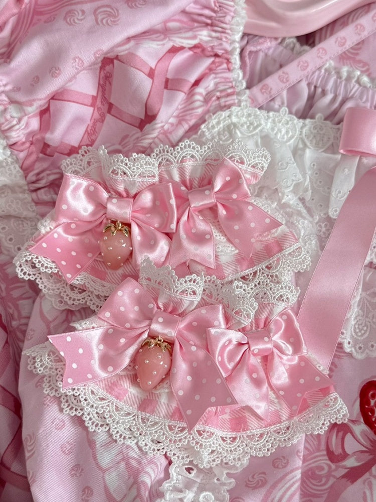 Pattern 3 Trim Details Color Charm Plaid Wrist Strawberry Bowknot Polka-dot Options Lace Cuffs