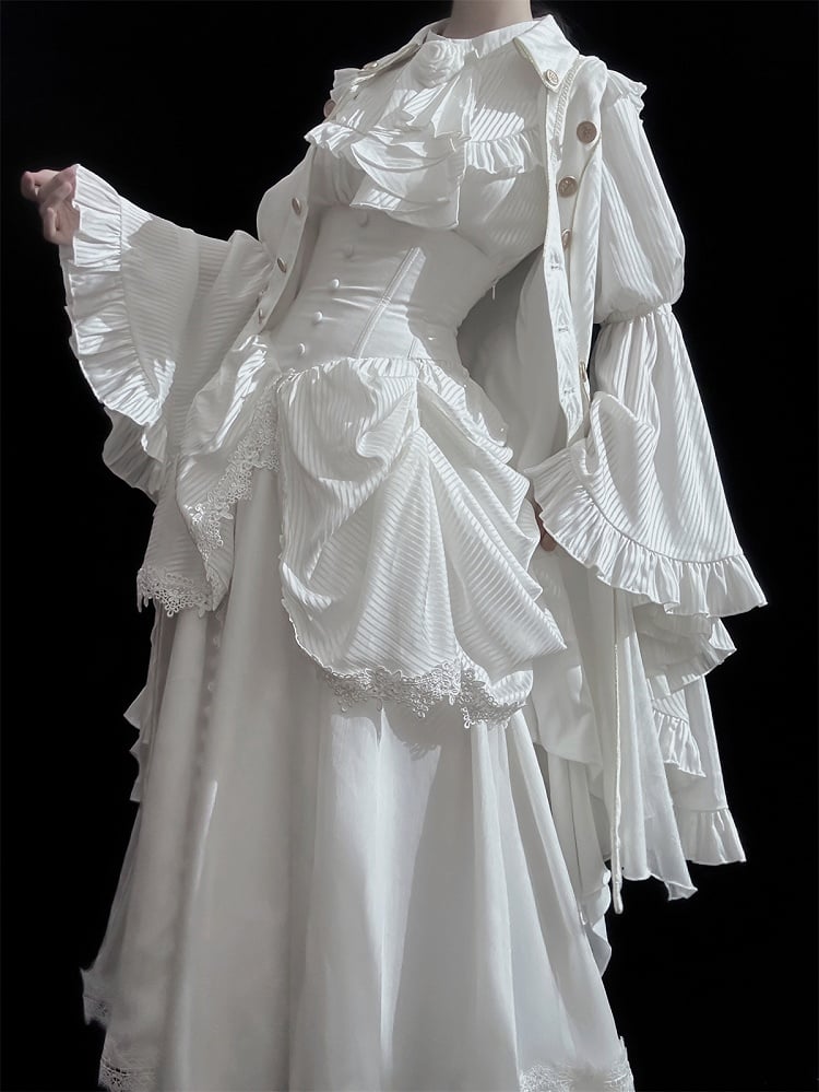 Bust Gothic Waist Under Lolita White Skirt Boned High Aristocrat Corset