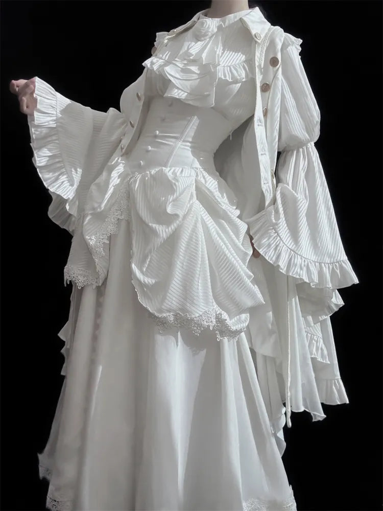 Gothic Skirt White Aristocrat Bust Lolita Boned Waist Under Corset High
