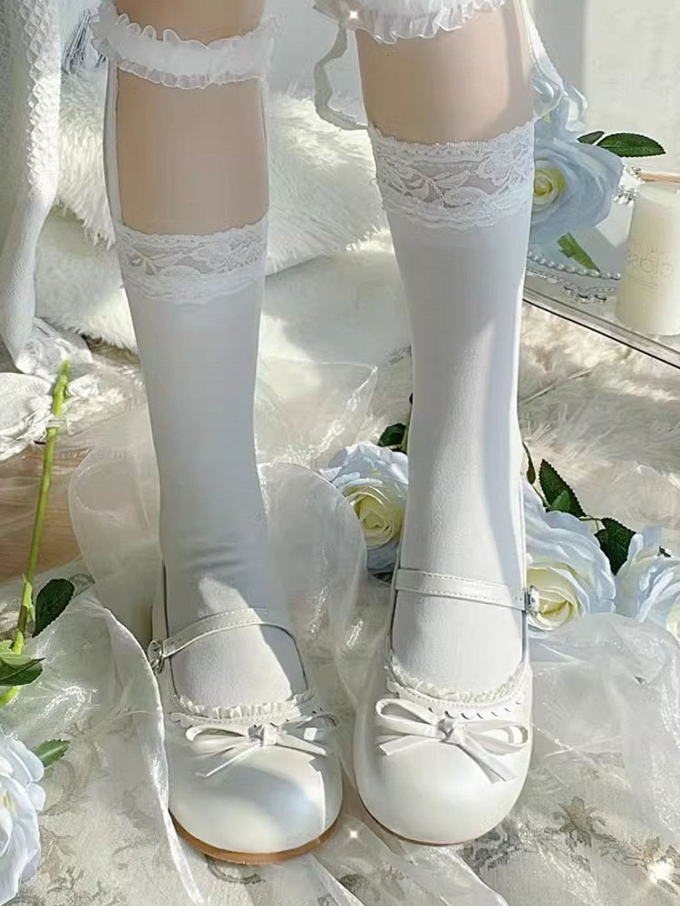 Flache weiße Schuhe Mary in Round Jane Sweet - Lolita