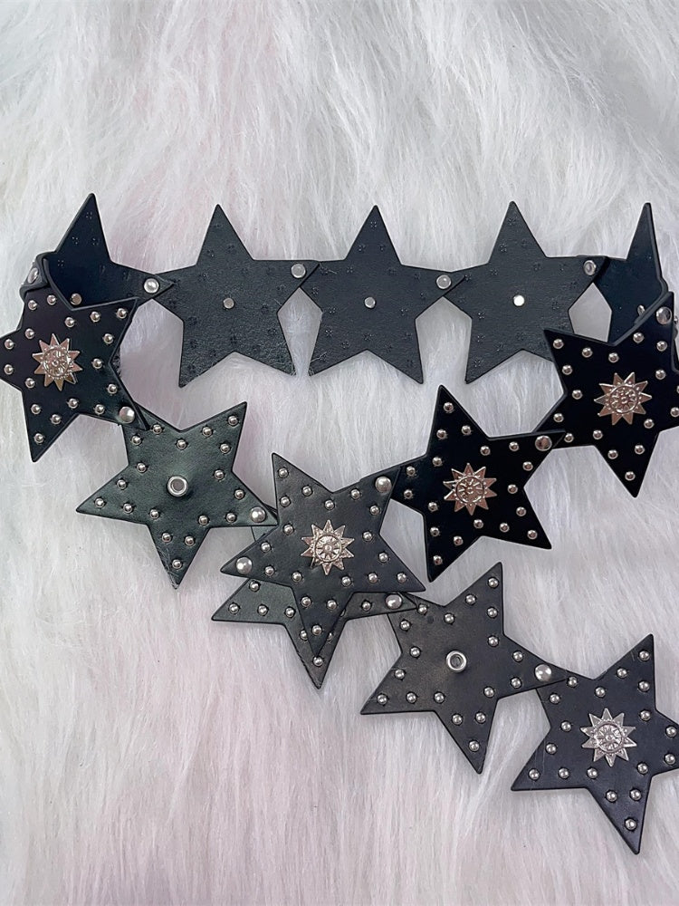 Ceinture en PU noir Stars Pop Punk
