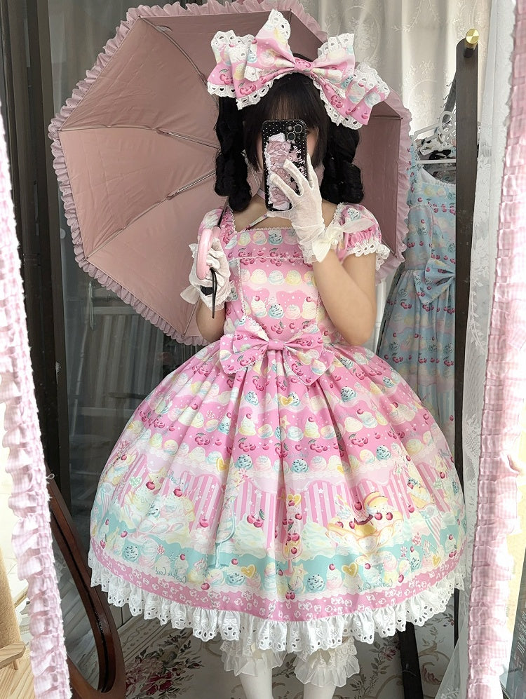 Cherry and Ice Cream Pink Summer Sweet Lolita Dress