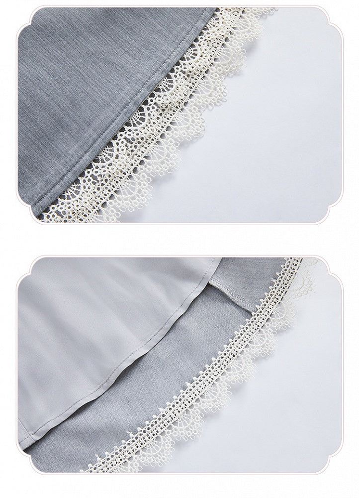 Fit Fashion Waist Lolita Gray Dress Elegant Slim