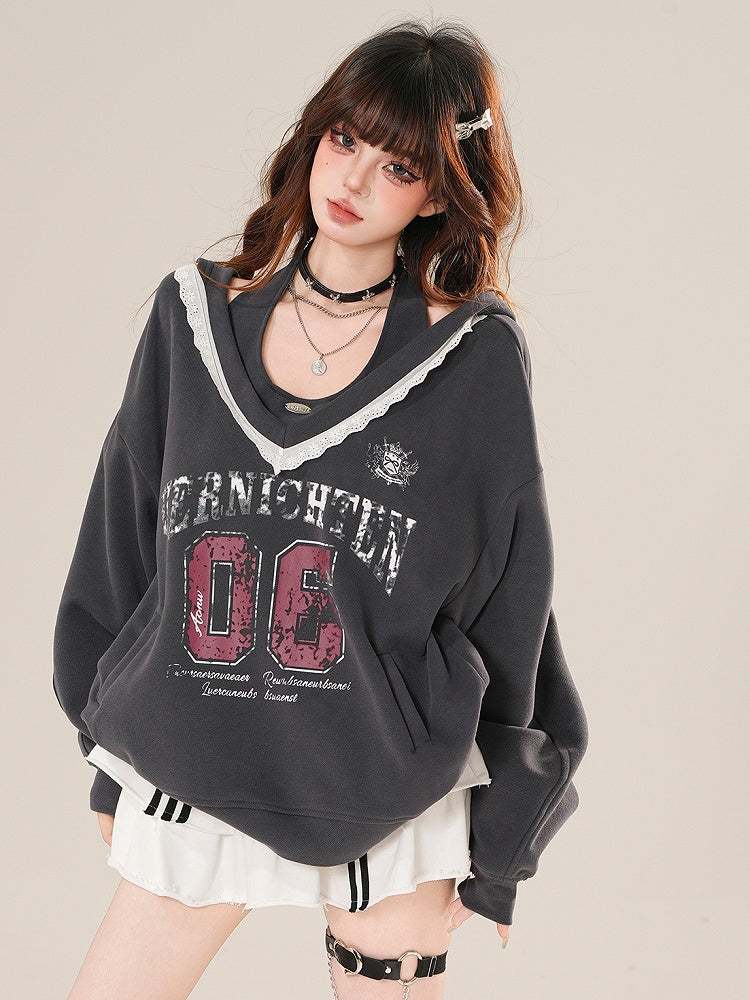 Beige/Gray Blokette Bittersweet Neck with Hoodie Core Halter Top Glamorous