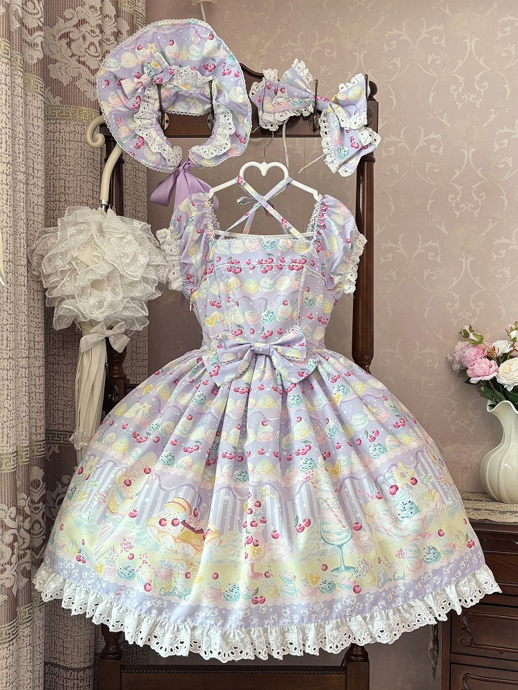 Cherry and Ice Cream Purple Summer Sweet Lolita Dress