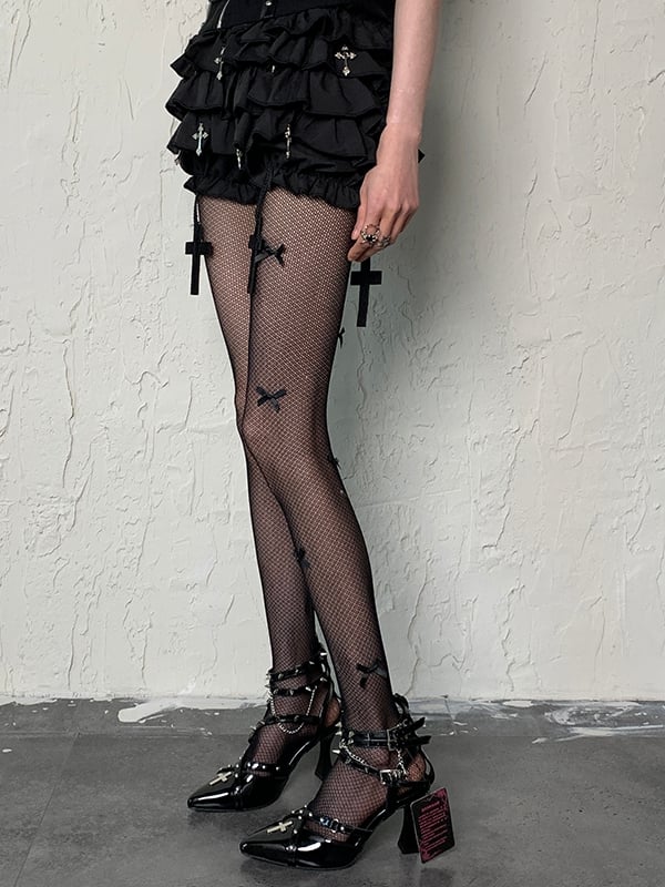 Details Bowknot Tights 5 Wasteland Punk Options Color