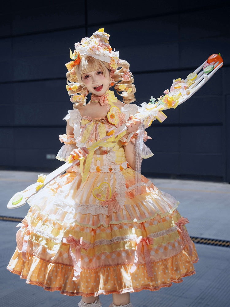 Cake Accents Persimmon Lolita Tiered Bow Orange Sweet Dress Skirt
