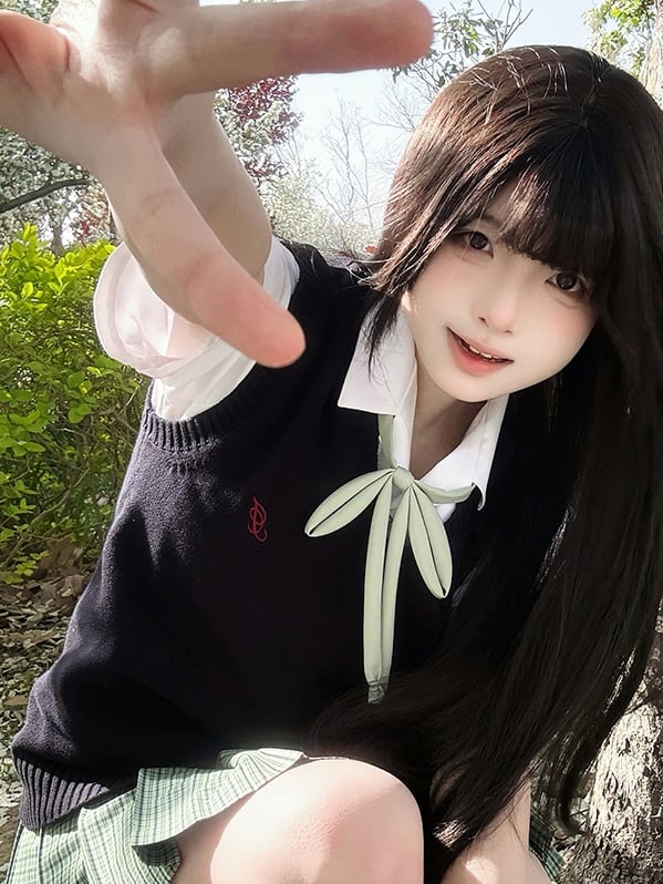 Weste Preppy JK Farbe Uniform Stil Gestrickt 10 V-Ausschnitt Optionen